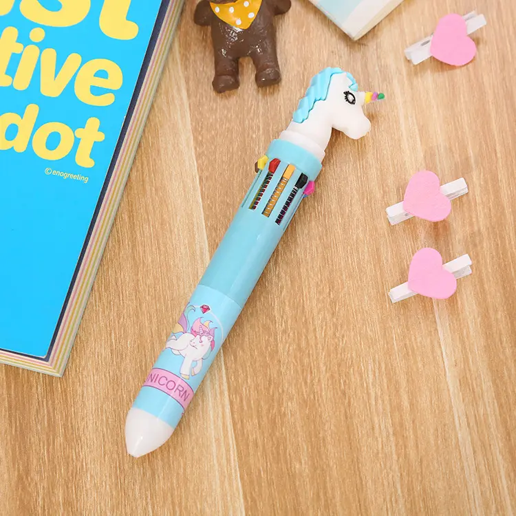 Pulpen Ballpoint Cetek 10 Warna Warni Murah Karakter Lucu Kartun
