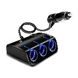 Adaptor Charger Mobil 3 Slot Cabang Car Lighter Socket USB Splitter — 4