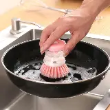 Alat Sikat Pembersih Piring Panci Dengan Dispenser Tempat Sabun Cair — 3
