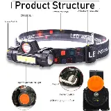 Lampu Senter Kepala Head Lamp Led 2 Mode 90? Waterproof Rechargeable — 6