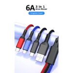 Kabel Data Type C Micro USB iPhone Fast Charging 6A 3 In 1 - Image 3