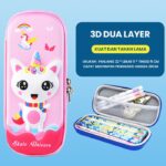 Kotak Pensil 3D Timbul Karakter State Unicorn Microfiber Tahan Air