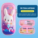 Pencil Case Karakter Kucing Duyung 3D Bahan Microfiber Sleting 360 Derajat