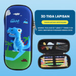 Tempat Alat Tulis Yoohu Dino - Desain 3D Dinosaurus Bahan Microfiber