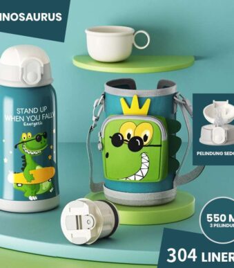 - brd 44261 termos botol minum tumbler stainless steel 550ml karakter dinosaurus full01 1673001324