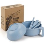 Set Mangkok Mie Lengkap Eco-Friendly Wheat Straw Bowl Set - Biru