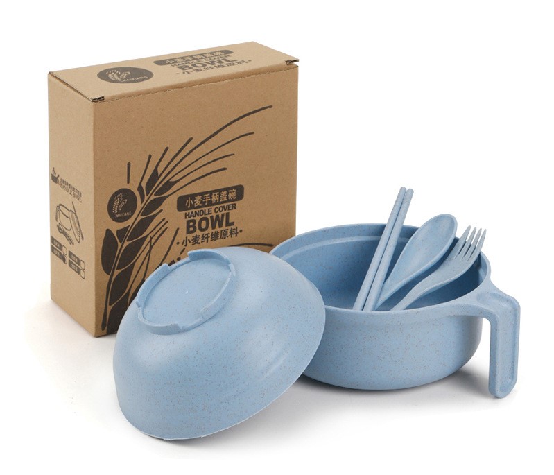 13282497228_1893091869-1673001338 Set Mangkok Mie Lengkap Eco-Friendly Wheat Straw Bowl Set - Biru - Image 1