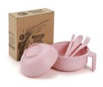 Set Mangkok Mie Lengkap Eco-Friendly Wheat Straw Bowl Set - Pink