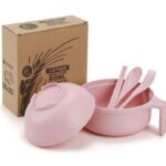 Set Mangkok Mie Lengkap Eco-Friendly Wheat Straw Bowl Set - Pink