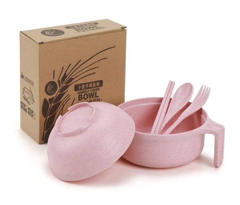 13320397773_1893091869-1673001338 Set Mangkok Mie Lengkap Eco-Friendly Wheat Straw Bowl Set - Pink - Image 1