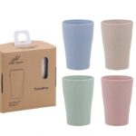 Set 4 Gelas Wheat Straw Anti Banting Warna Warni