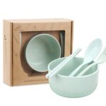 Set Mangkok Serat Jerami Classic Tempat Makan Lengkap - Hijau