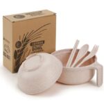 Set Mangkok Mie Lengkap Eco-Friendly Wheat Straw Bowl Set - Krem