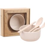 Set Mangkok Serat Jerami Classic Tempat Makan Lengkap - Krem