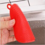 Spons Cuci Piring  Silikon Bahan Karet Bulat Serbaguna Anti Kuman - Orange - Image 3