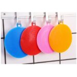 Spons Cuci Piring  Silikon Bahan Karet Bulat Serbaguna Anti Kuman - Orange - Image 5