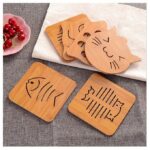 Tatakan Kayu Untuk Piring Gelas Panci Motif Hewan Dan Buah.  - Besar Bunga Segi - Image 3