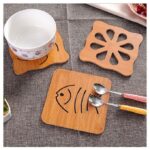 Tatakan Kayu Untuk Piring Gelas Panci Motif Hewan Dan Buah.  - Besar Bunga Segi - Image 5