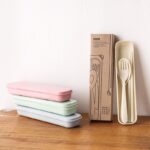 Set Alat Makan Sendok Garpuh Bahan Serat Jerami Gandum - Krem - Image 5