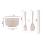 Set Mangkok Serat Jerami Classic Tempat Makan Lengkap - Pink - Image 3