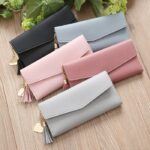 Dompet Lipat Panjang Korea Wanita Simple Polos Import - Blue