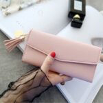Dompet Lipat Panjang Korea Wanita Simple Polos Import - Blue - Image 2