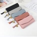 Dompet Lipat Panjang Korea Wanita Simple Polos Import - Blue - Image 5