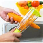 Pisau Kupas Buah Sayur Desain Tabung Model Gelas Stainless - hijau nonbox - Image 2