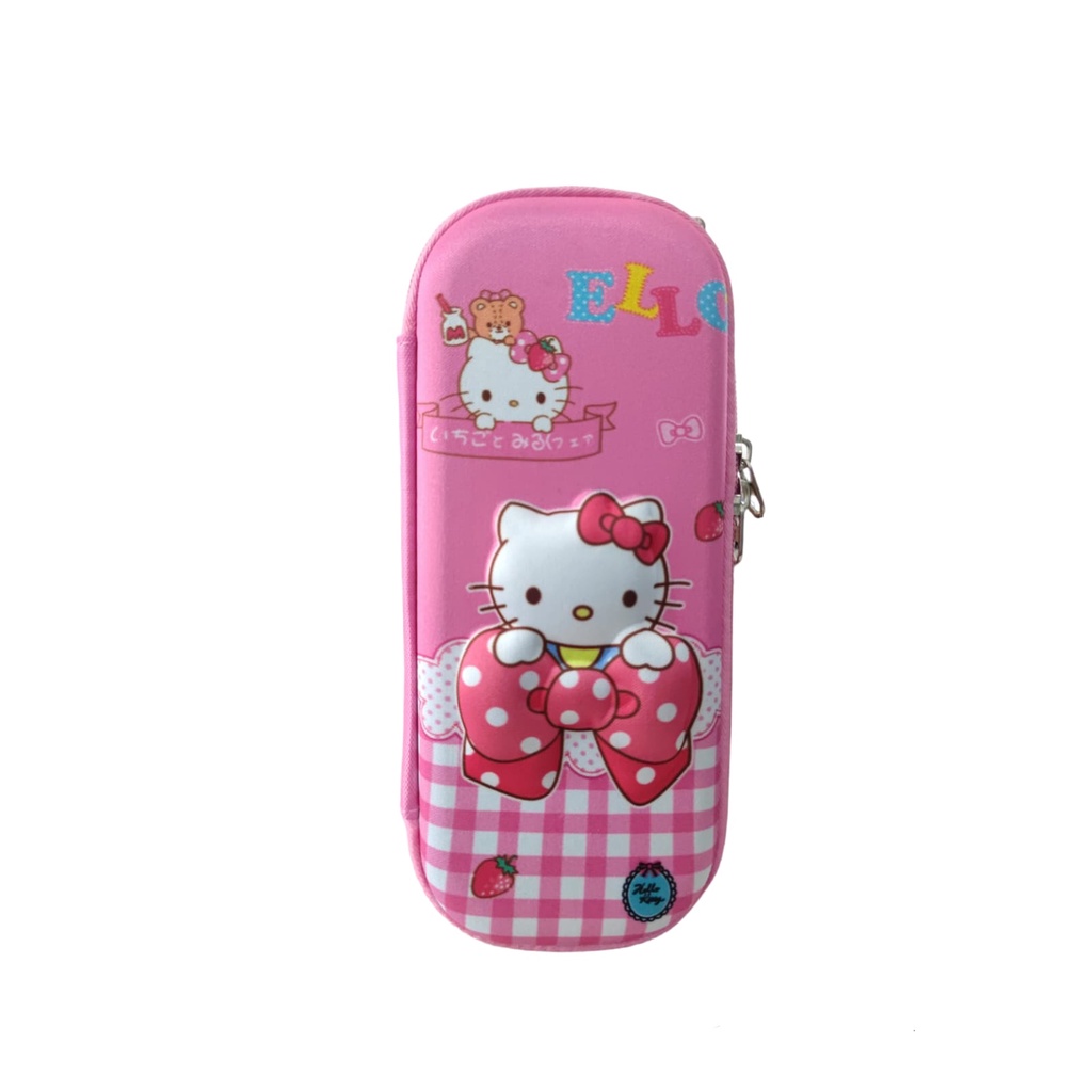202305031648080fdc81e247d1855e171cecd0f2ea40aa Kotak Pensil Tempat Alat Tulis 3D Timbul Dengan Motif Karakter - kitty pita - Image 1