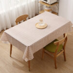 Taplak Meja Anti Air dan Anti Minyak Aneka Motif Kotak - coklat 137x137