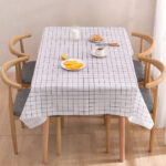 Taplak Meja Anti Air dan Anti Minyak Aneka Motif Kotak - putih 137x137