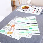 Tatakan Piring Alas Makan Anti Panas Alas PVC Motif Unik - Sendok Coklat - Image 4