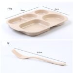 Set Lunch Box Serat Jerami Dengan 5 Sekat Warna Anti Pecah - Pink - Image 5