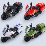 Mainan Motor Tarik Polisi Die Cast Untuk Anak Laki-Laki - Moto Putih