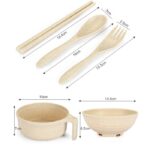 Set Mangkok Mie Lengkap Eco-Friendly Wheat Straw Bowl Set - Pink - Image 3