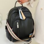 Tas Wanita Ransel Kulit Korea Kekinian Import Tali Slempang 2in1 - hitam - Image 4