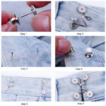 Kancing Logam Pada Jeangs Dengan Motif Bunga Adjustable - silver - Image 3