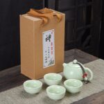 Set Chinese Tea Pot Teko Teh China Antique dengan 4 Cangkir - Hitam