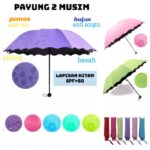 Payung Lipat Magic 3d Motif anti Hujan Sinar Matahari Uv - Pink Tua