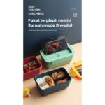Lunch Box Tempat Makan Plastik Mika Japanese Style - Biru - Image 3