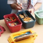 Lunch Box Tempat Makan Plastik Mika Japanese Style - Biru - Image 4