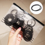 Ikat Rambut Karet Korea Warna Warni 100pcs Dengan Pouch - mix pastel - Image 3