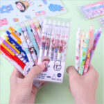 Set Pulpen Ballpoint Gel Mekanik Lucu Karakter Isi 6 Pcs - astronot ungu