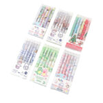 Set Pulpen Ballpoint Gel Mekanik Lucu Karakter Isi 6 Pcs - astronot ungu - Image 2