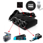 Charger Adaptor 3 Slot Cabang USB Splitter Pada Mobil - hitam - Image 4