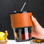 Botol Gelas Tumbler Kaca 2in1 Dengan Sedotan Dan Tutupnya - coklat - Image 5