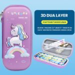 Kotak Pensil Tempat Alat Tulis 3D Timbul Dengan Motif Karakter - Rainbow Unicorn
