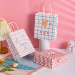 Paperbag Karakter Kartun Beruang Lucu Hampers Bahan Karton - bear biru - Image 5