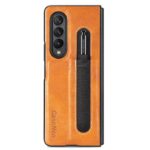 Hard Case Samsung Galaxy Z Fold 3 Kulit With Pen Holder Premium - Orange