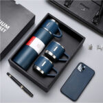 Termos Set Cangkir Vacuum Souvenir Flask Set Hampers 500ml - biru - Image 5
